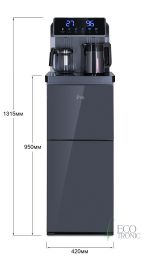 Кулер с чайным столиком тиабар Ecotronic TB35-LFR dark grey с холодильником